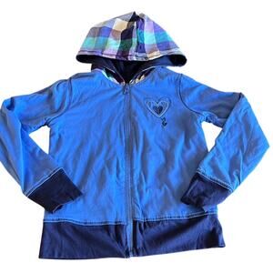Faded Glory Girls Reversible Knit Hooded Jacket Size 7-8 Medium Lightweight